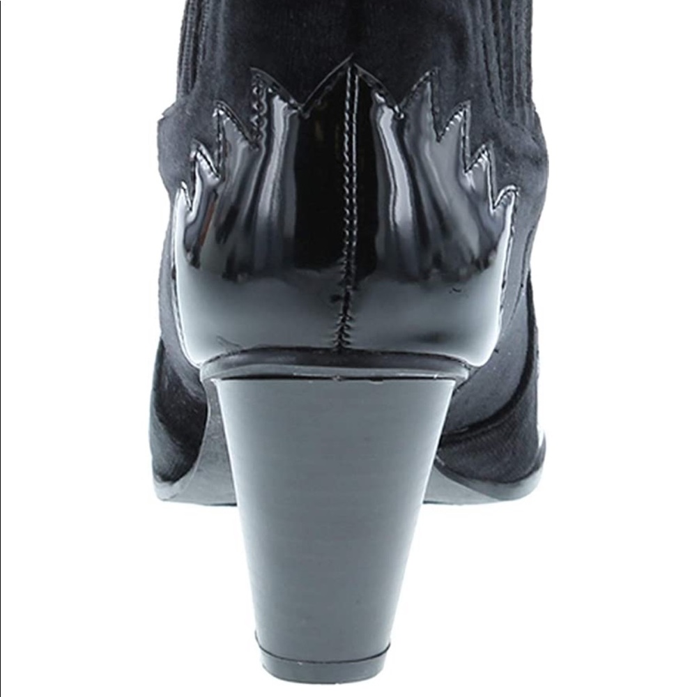 Pointy Toe Flame Pattern Cowboy Bootie - image 3